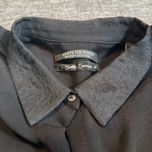 Scotch & Soda Silk Soiree Black Button Down Blouse - Picture 2 of 12